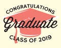 Graduation vector Class of 2019 Congrats grad Congratulations Graduate Royalty Free Stock Photo