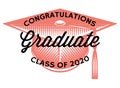 Graduation vector Class of 2020. Congrats grad Congratulations Graduate Royalty Free Stock Photo