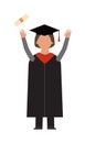 Graduation vector education people successful students knowledge school or university or college infographic concept Royalty Free Stock Photo