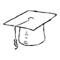 Square academic hat with a tassel. Graduation. Vector illustration. Simple hand drawing icon Royalty Free Stock Photo