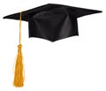 Black Graduation Cap Isolated on White Background