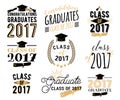 Graduation wishes overlays, labels set. Retro graduate class of 2017 badges