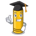 Graduation yellow crayon in the cartoon shape