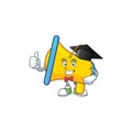 Graduation yellow loudspeaker electronic in cartoon character