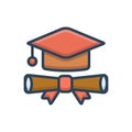 Color illustration icon for Gradute certificate, degree and certificate Royalty Free Stock Photo