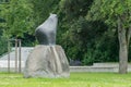 Grafenau, Bavaria ,Germany, June 26, 2016, Bear statue at the spa garden of Grafenau in the Bavarian Forest
