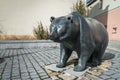 Life size metal sculpture of the heraldic animal of Grafenau, the bear - Germany