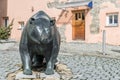 Life size metal sculpture of the heraldic animal of Grafenau, the bear - Germany