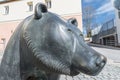 Life size metal sculpture of the heraldic animal of Grafenau, the bear - Germany