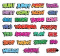 Comic Sound Effect Words Set Colorful Cartoon Typography Stickers Royalty Free Stock Photo