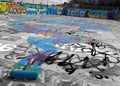 Graffiti in the abandoned Gaffey Street public pool in San Pedro, California