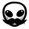 Graffiti alien with a mustache sprayed over white Royalty Free Stock Photo