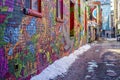 Graffiti in an alley in the Kensington Market. Street art or mural painting on display at Toronto`s Graffiti Alley Royalty Free Stock Photo