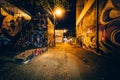 Graffiti Alley at night, in the Fashion District of Toronto, Ont