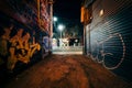 Graffiti Alley at night, in the Fashion District of Toronto, Ont