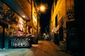 Graffiti Alley at night, in the Fashion District of Toronto, Ont