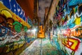 Graffiti Alley at night, in Station North, Baltimore, Maryland Royalty Free Stock Photo