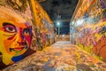 Graffiti Alley at night, in Station North, Baltimore, Maryland Royalty Free Stock Photo