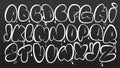 Graffiti alphabet. Bubble graffiti letters outline. White uppercase letters with texture effect, drips, and spray effect Royalty Free Stock Photo