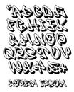 Graffiti alphabet 3D- Hand written - Vector font Royalty Free Stock Photo