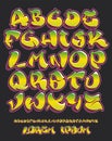 Graffiti alphabet- Hand written - Vector font Royalty Free Stock Photo