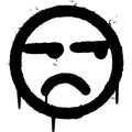 Graffiti Angry face emoticon sprayed isolated on white background. vector illustration