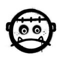 Graffiti angry monster icon sprayed in black over white Royalty Free Stock Photo