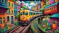 Graffiti art rail car tracks colorful artistic drawing