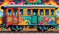 Graffiti art railroad caboose brilliant painting