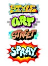 Graffiti art slogans. Detailed vector