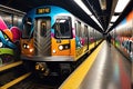 Graffiti Art Splashed Across a Subway Train, Vibrant Tags Intertwining with Skillful Murals, Encapsulating Urban Expression