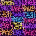 graffiti background with marker letters, bright colored lettering tags