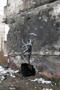 Graffiti by Banksy on a destroyed house in Irpin, Ukraine