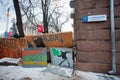 Graffiti on the barricades on the main street Kres Royalty Free Stock Photo