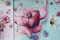 Graffiti, beautiful flowers, flowering peony, mural painting