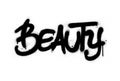 Graffiti beauty word sprayed in black over white