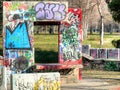 Graffiti bench Royalty Free Stock Photo