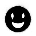 Graffiti black smiling icon sprayed in white