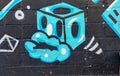 Graffiti blue dice man