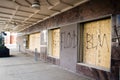 Graffiti on a Boarded Up Window in Downtown Columbus After Protests of the Death of George Floyd