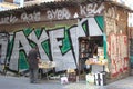 Street art graffiti and antique book store, Valencia, Spain Royalty Free Stock Photo