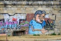 Gaffiti at a wall at danube canal in Vienna Royalty Free Stock Photo