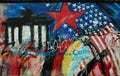 Graffiti with Brandenburg Gate at the Berlin Wall Royalty Free Stock Photo