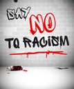 Graffiti on brick wall - SAY NO TO RACISM