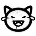 Graffiti cat laughing out loud icon sprayed in black over white