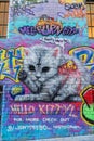 Graffiti mural of a cat and Tweety bird