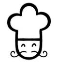 Graffiti chef cook icon sprayed in black over white