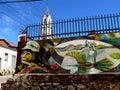 Graffiti and church, Valparaiso