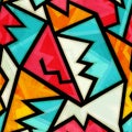 Graffiti colorful geometric seamless pattern with grunge effect