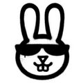 Graffiti cool rabbit with sunglasses sprayed in black over white